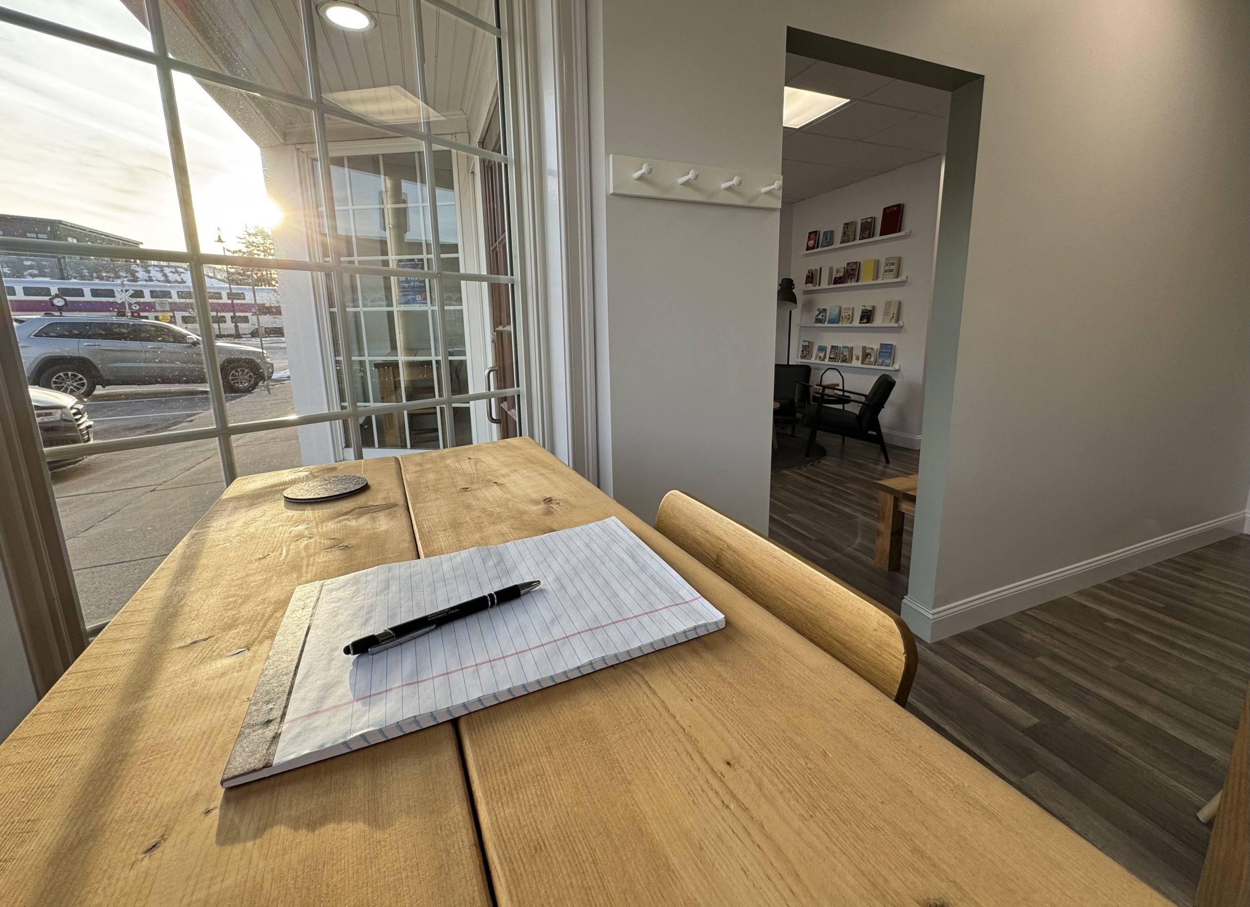 Suite 103 high-top workspace at the Writers' CLC